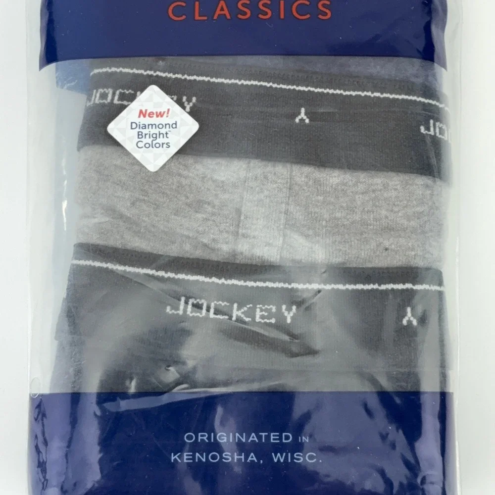 Jockey Classics Mens 3 Pack Low-Rise Briefs 40 Gray Black Cotton Y-Front 5705